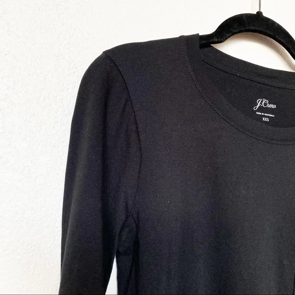 J. Crew Long Sleeve Crewneck Black Pocket Tee Size XXS
